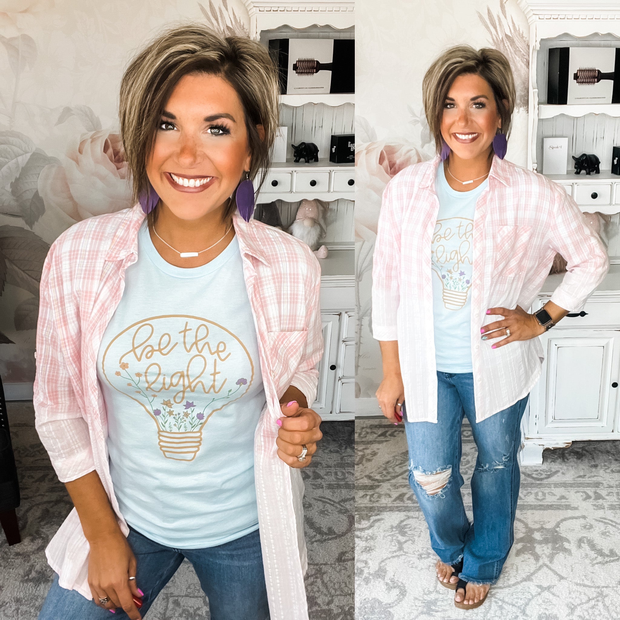 Free As Can Be Bleached Button Down
