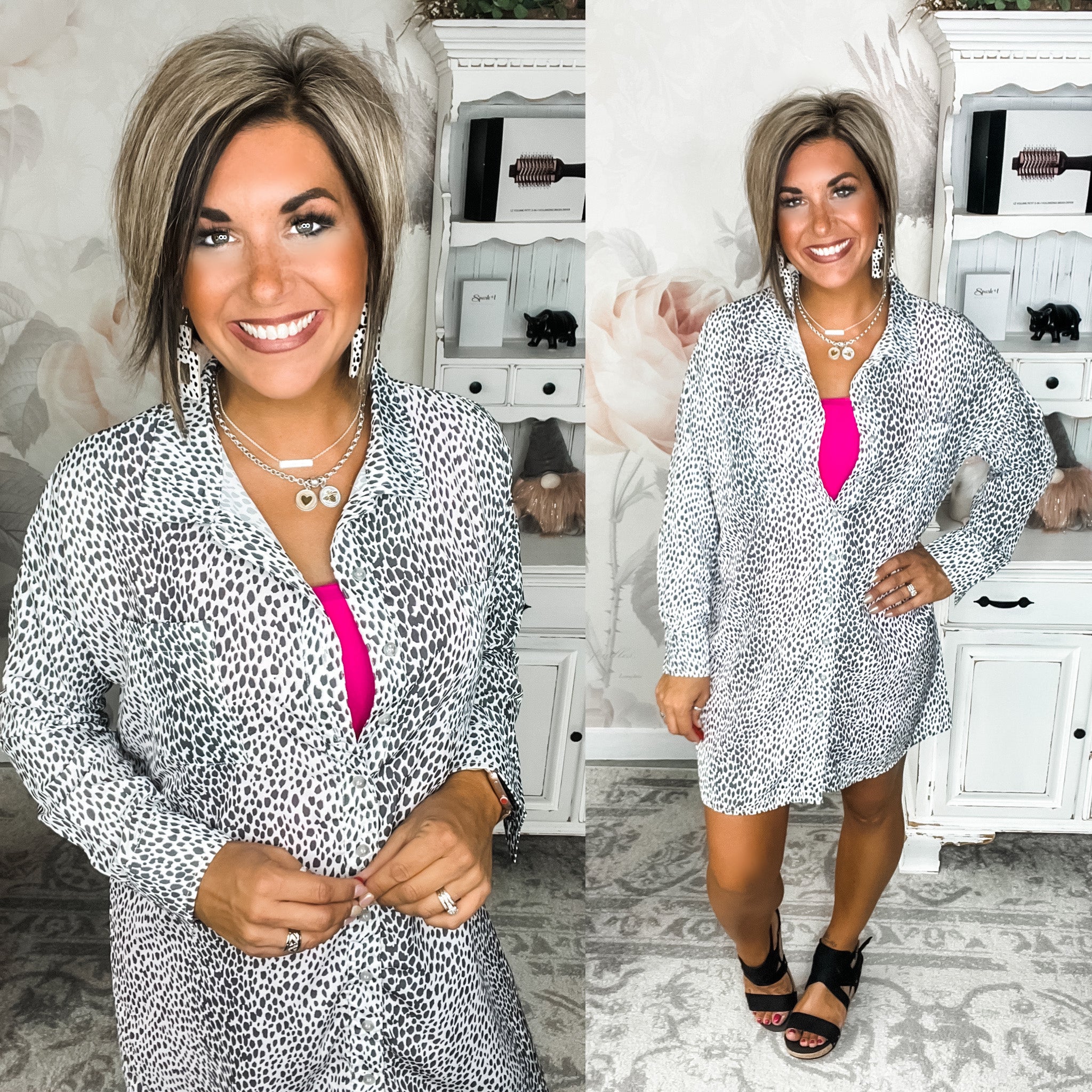 Animal print shirt dress - Women