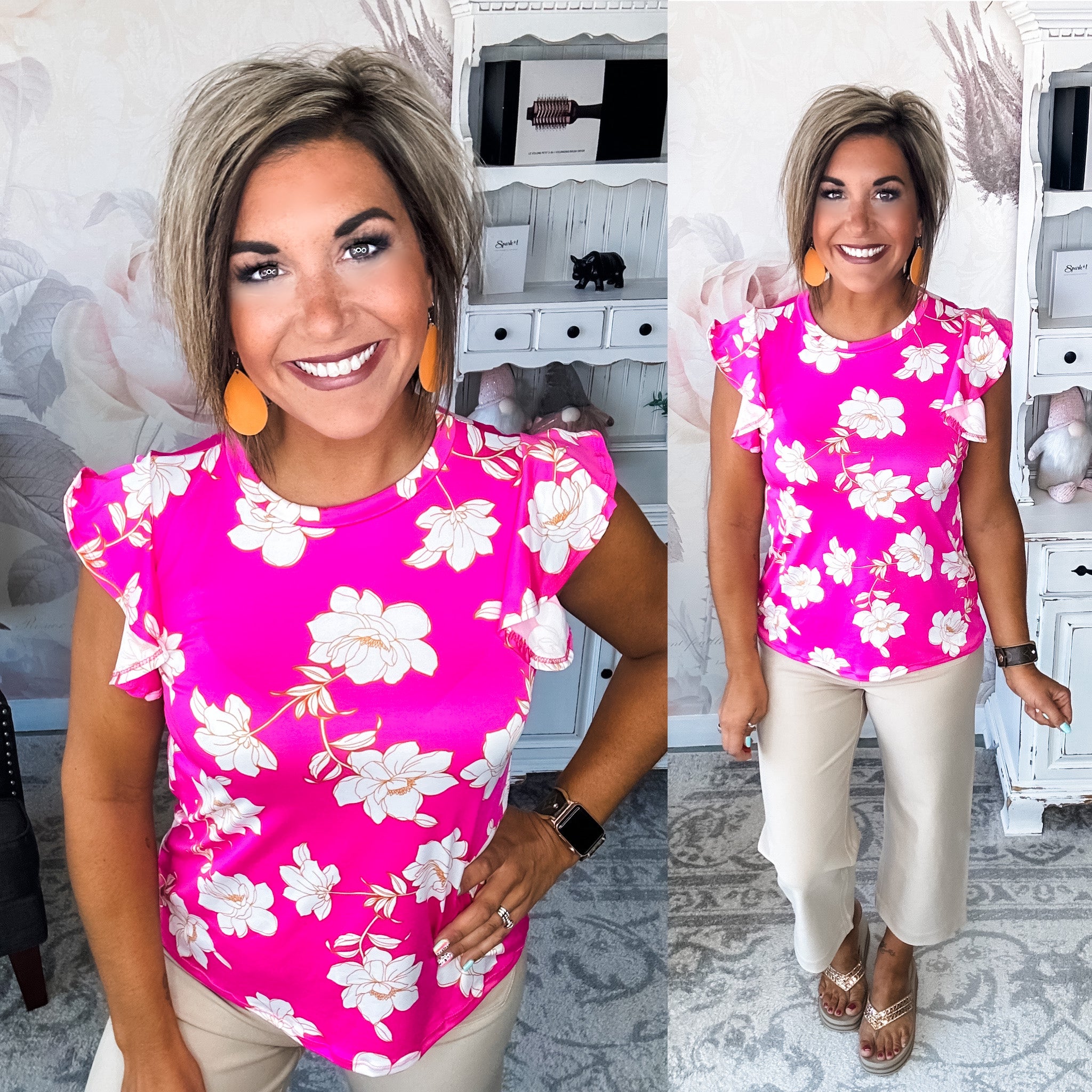 Be Optimistic Top - Fuchsia Floral