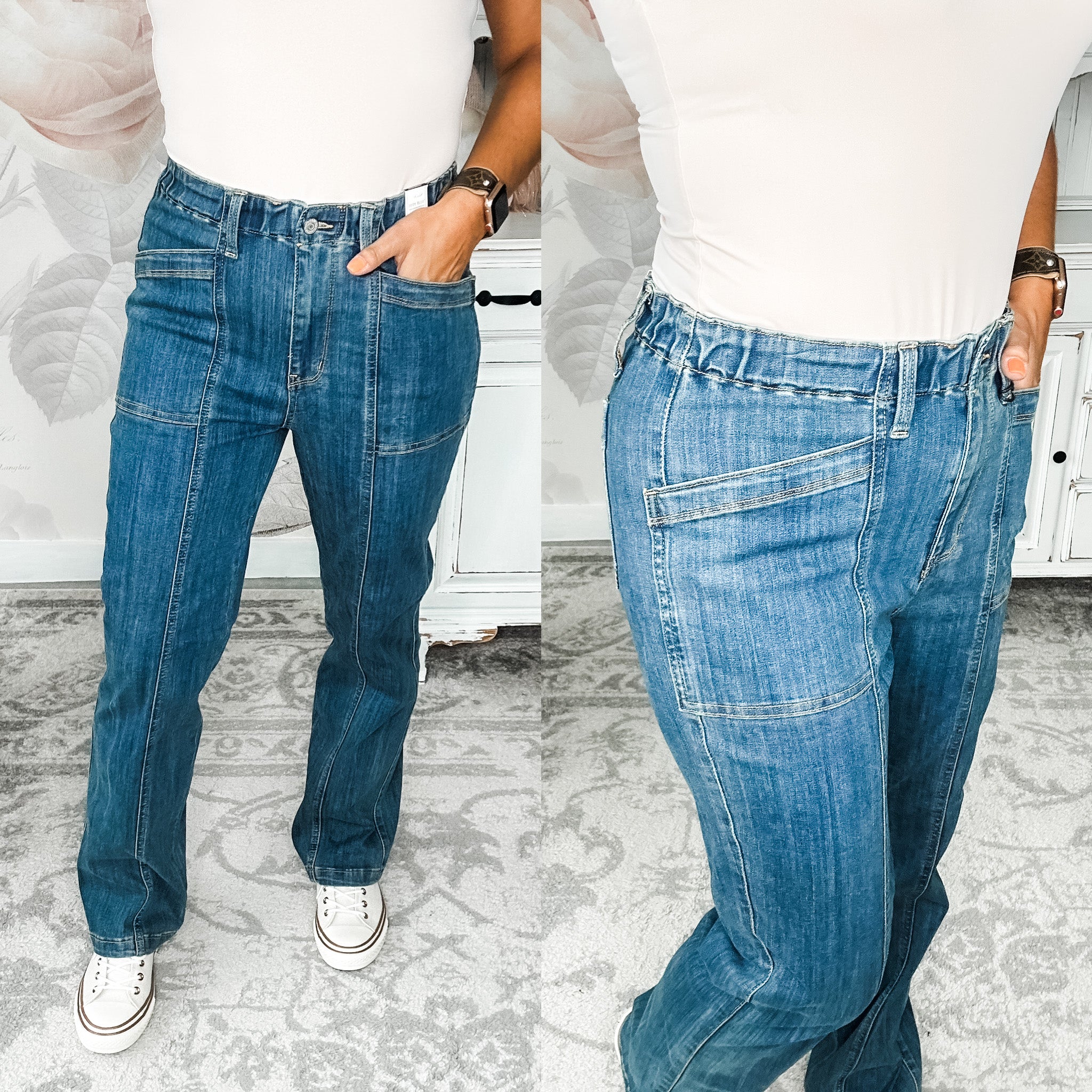 Judy Blue Elastic Waist Vintage Straight Jeans