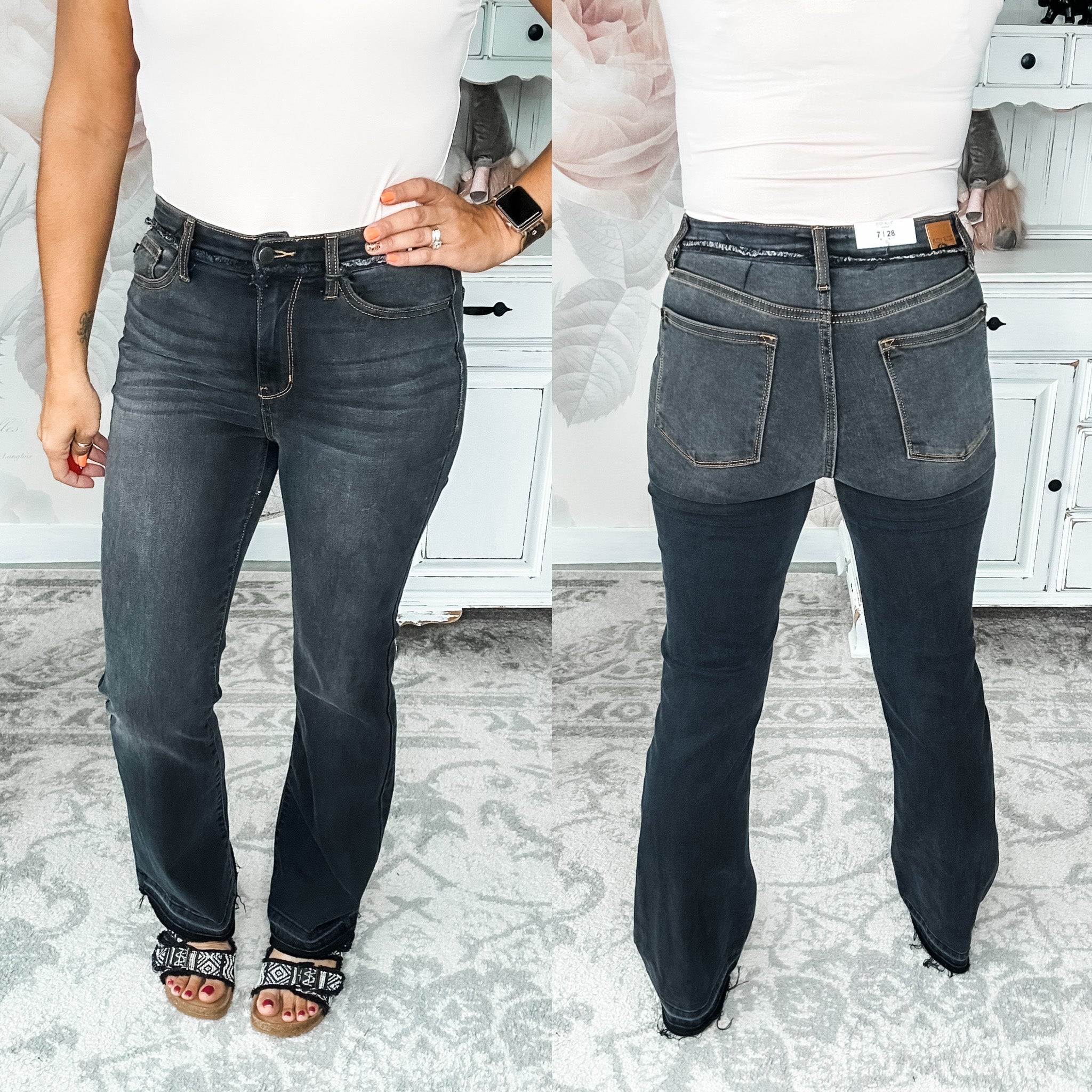 Judy Blue Release Hem Slim Bootcut Jeans - Vintage Black