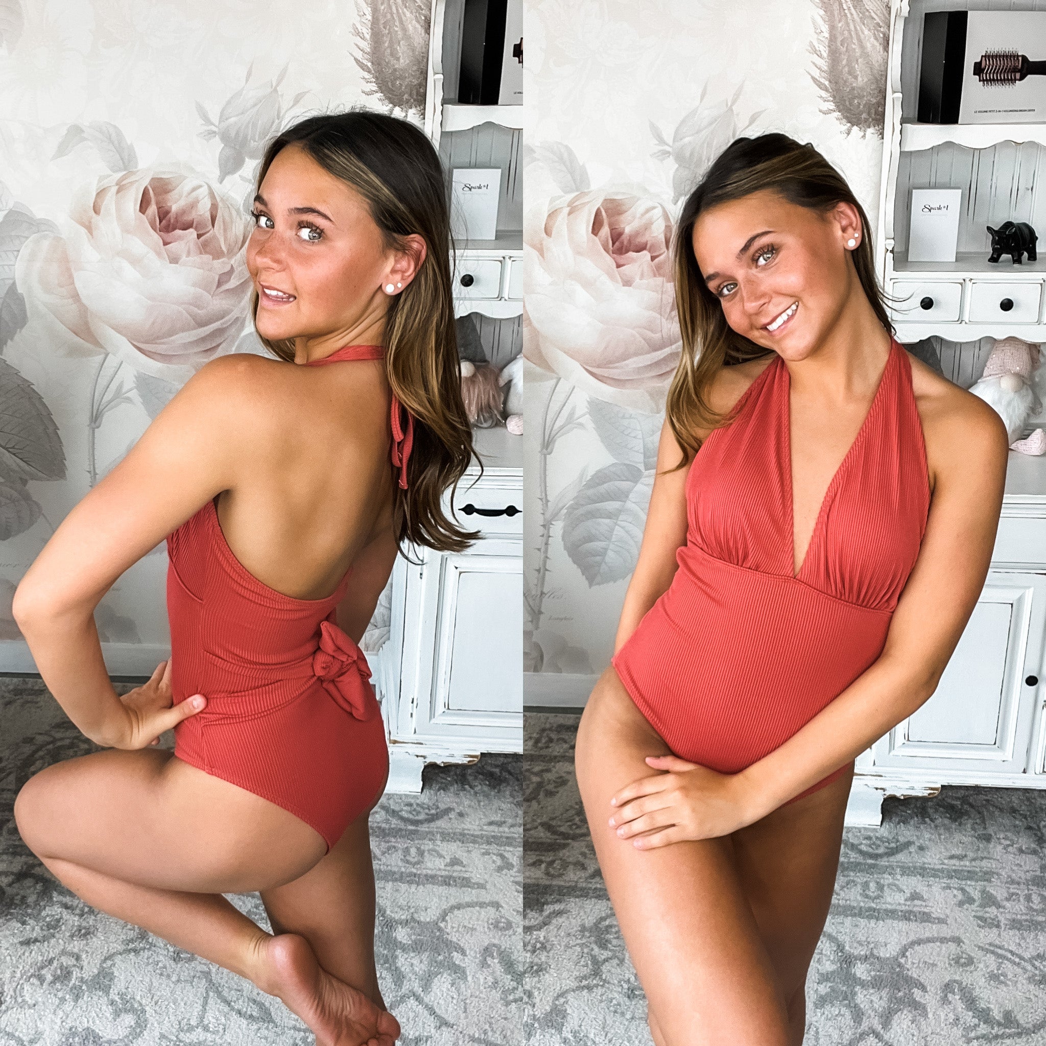 Summer Air Halter Swimsuit - Marsala