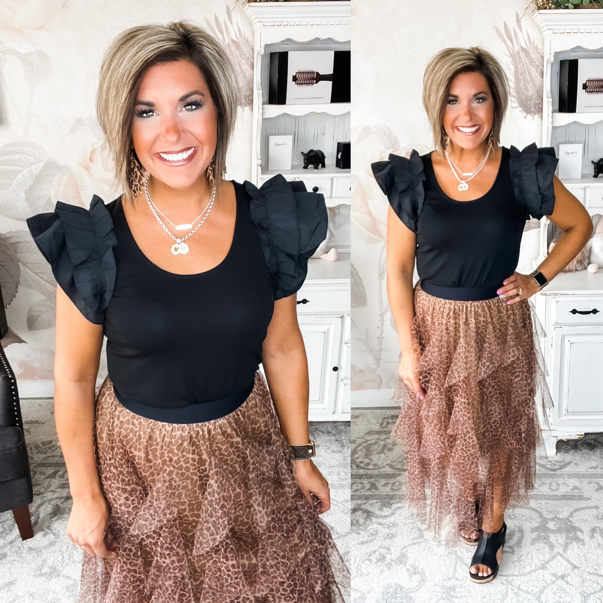 Never Change Mesh Leopard Skirt