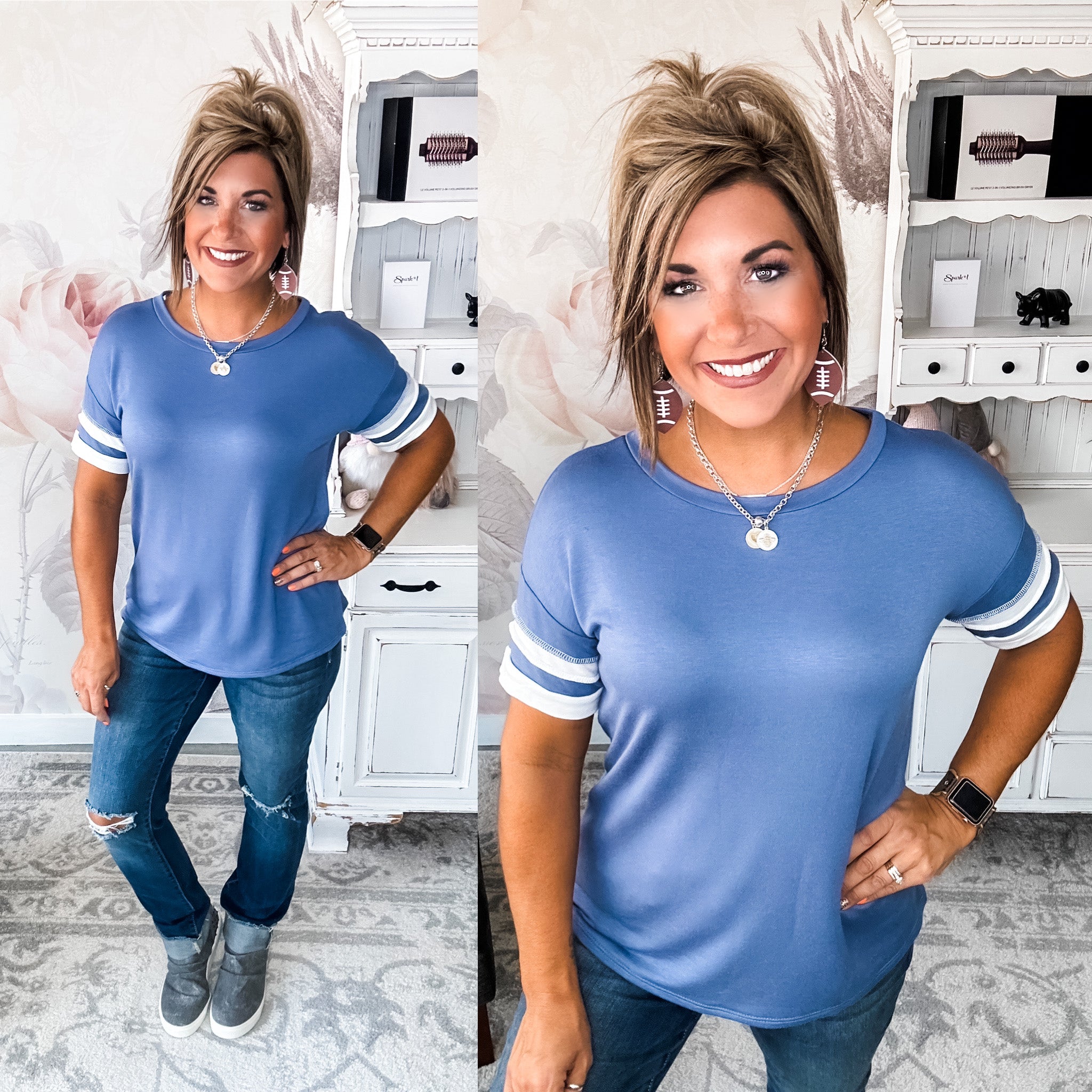 Pack Your Gear Game Day Tee - Denim/White