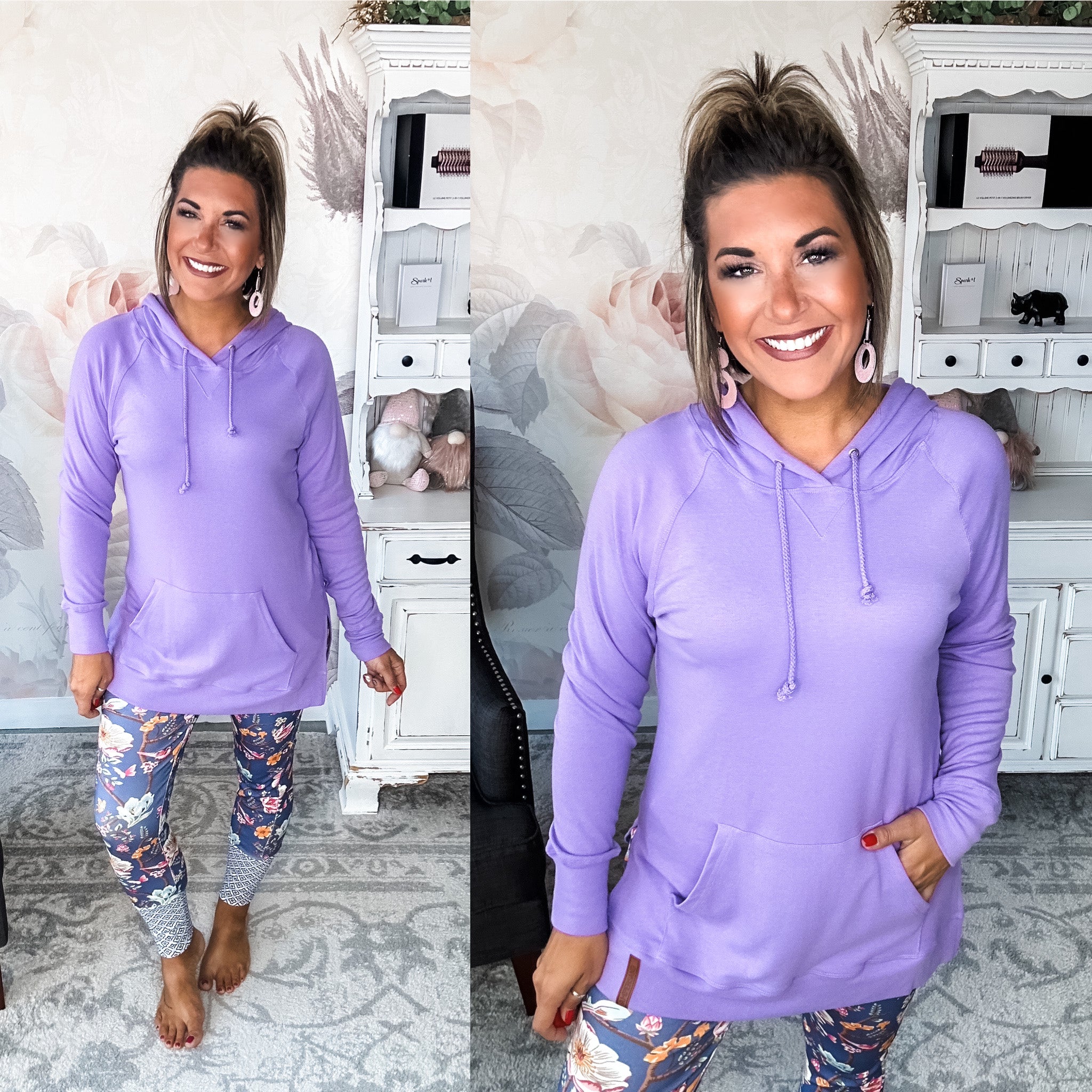 Ampersand Avenue SideSlit Hoodie - Bright Lilac