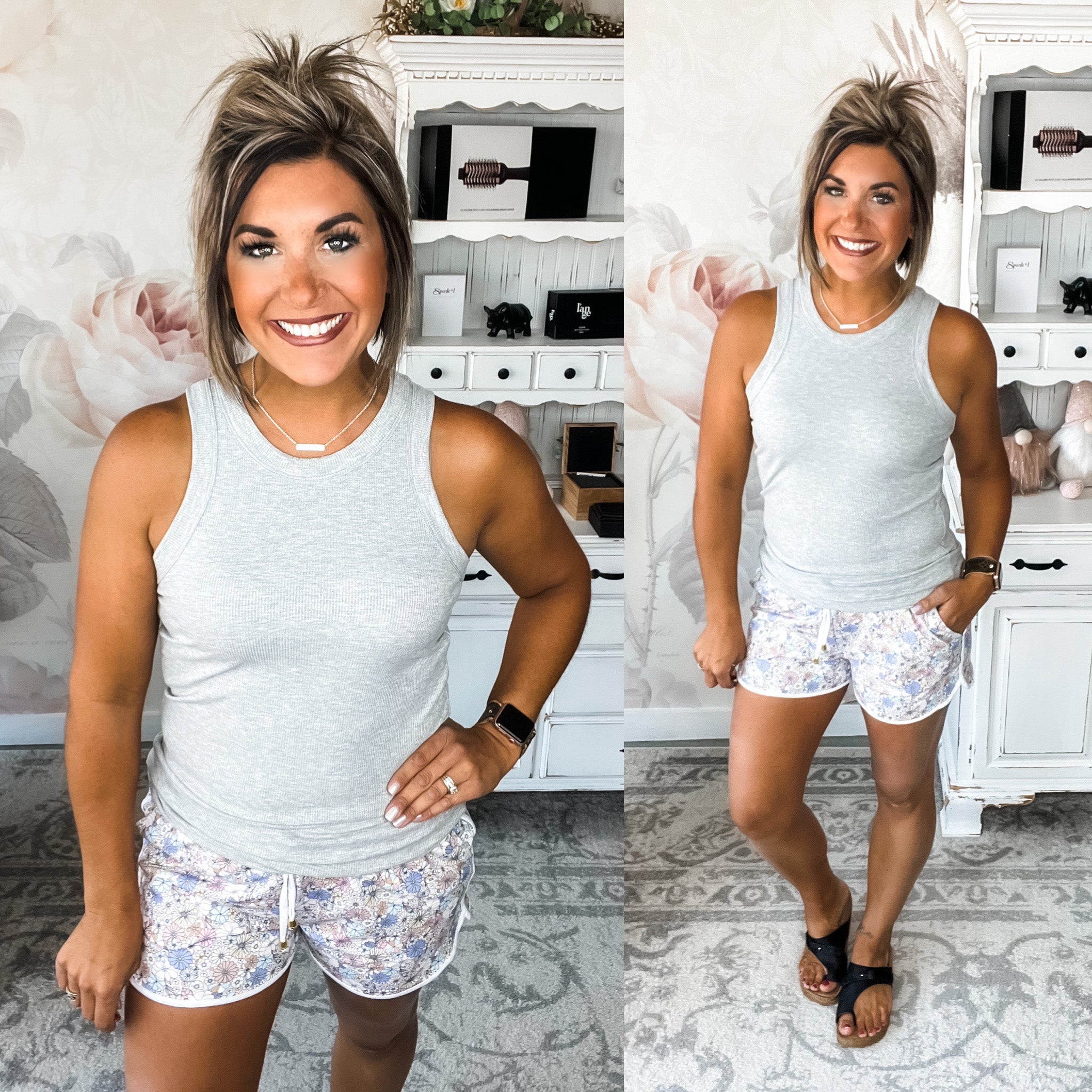 Someday Maybe Ribbed Cami Tank - Heather Grey