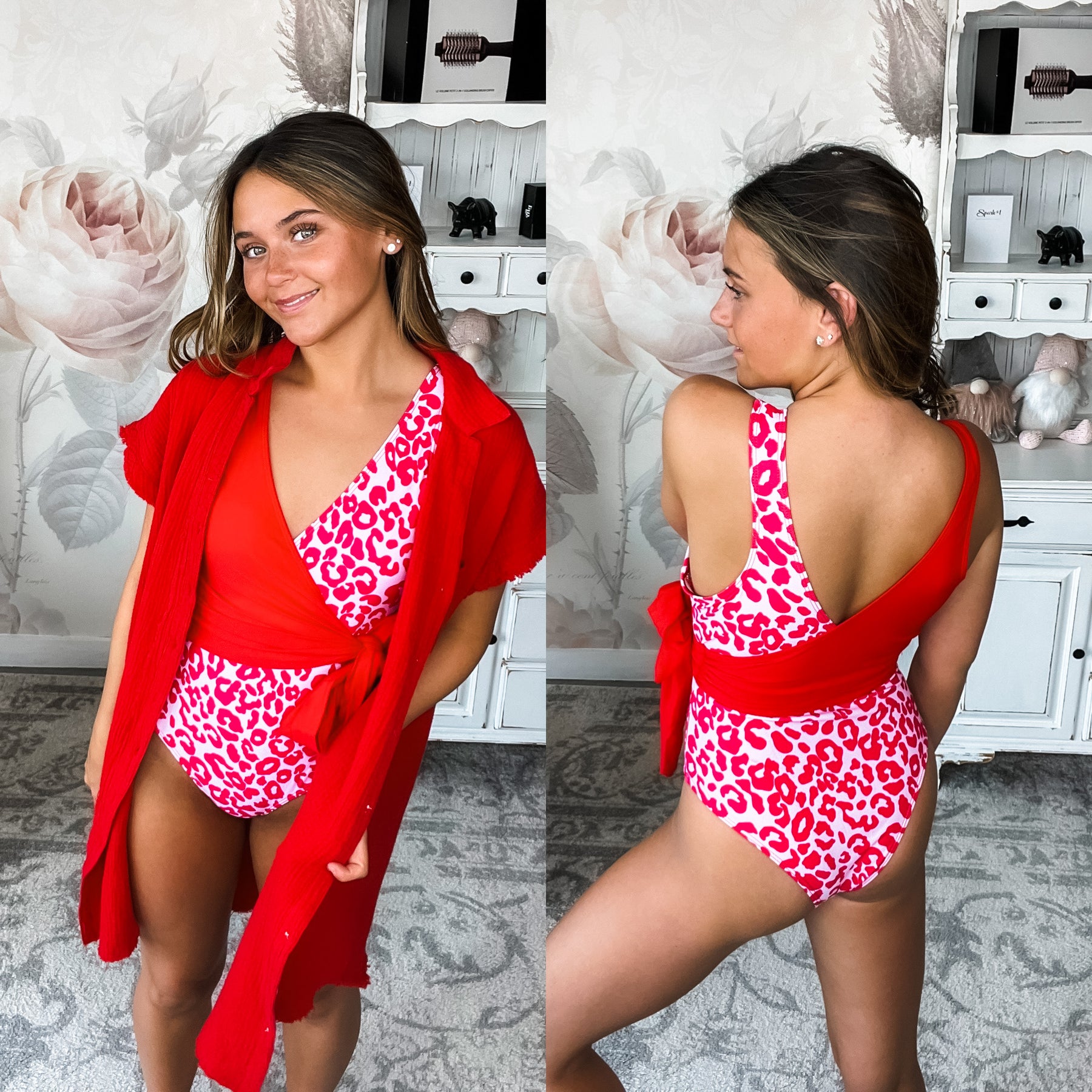 Wrap It Up Leopard Swimsuit - Red