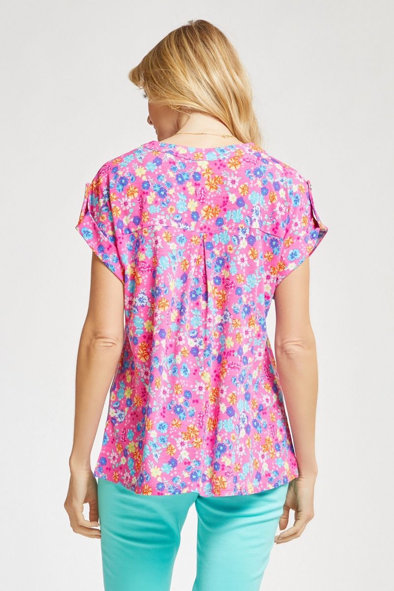 Figure It Out Top Short Sleeve - Pink Multi