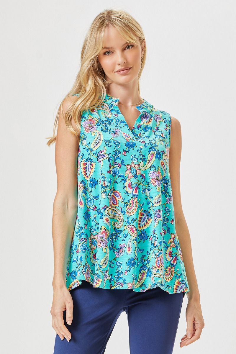 Figure It Out Tank Top - Emerald Multi