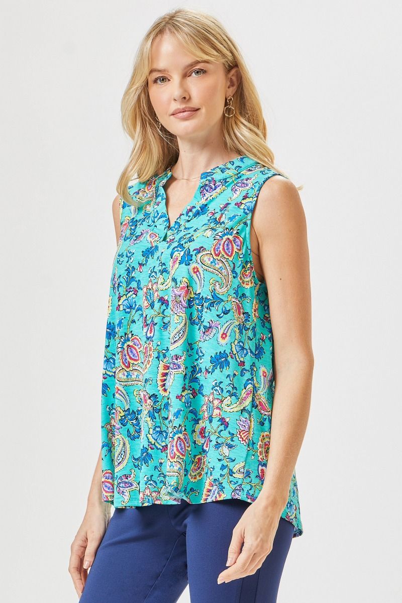 Figure It Out Tank Top - Emerald Multi