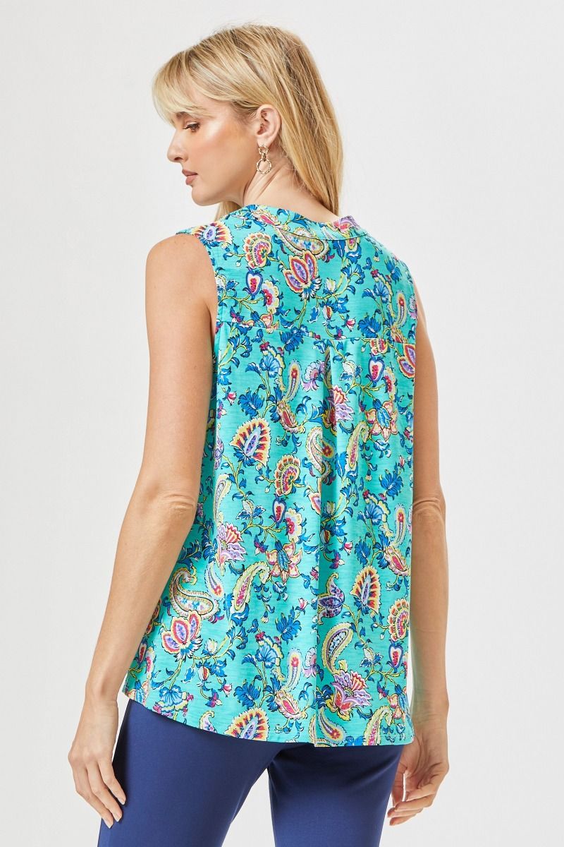 Figure It Out Tank Top - Emerald Multi