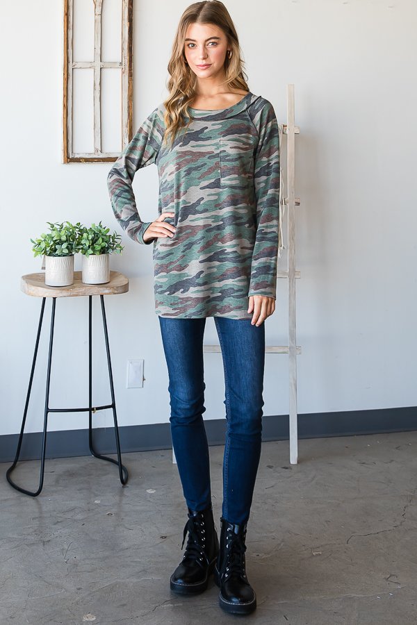 Sitting All Alone Camo Top