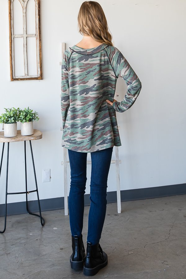 Sitting All Alone Camo Top