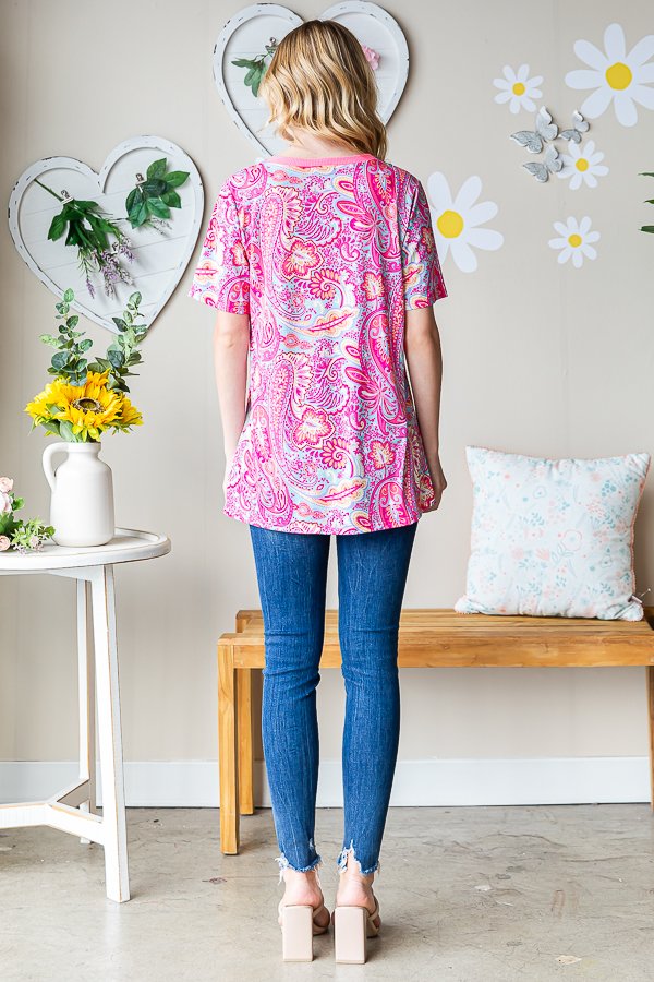 Social Graces Top - Fuchsia Multi
