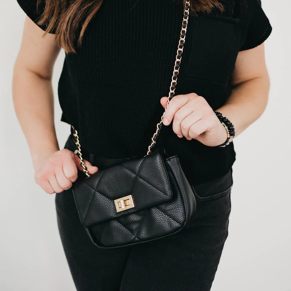 Black quilted bag forever top 21