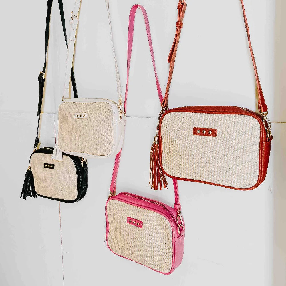 Silvia Straw Camera Bag - Brown