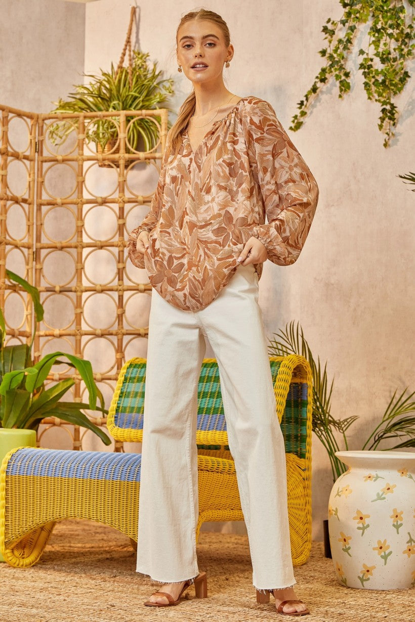 Here We Go Mocha Blouse