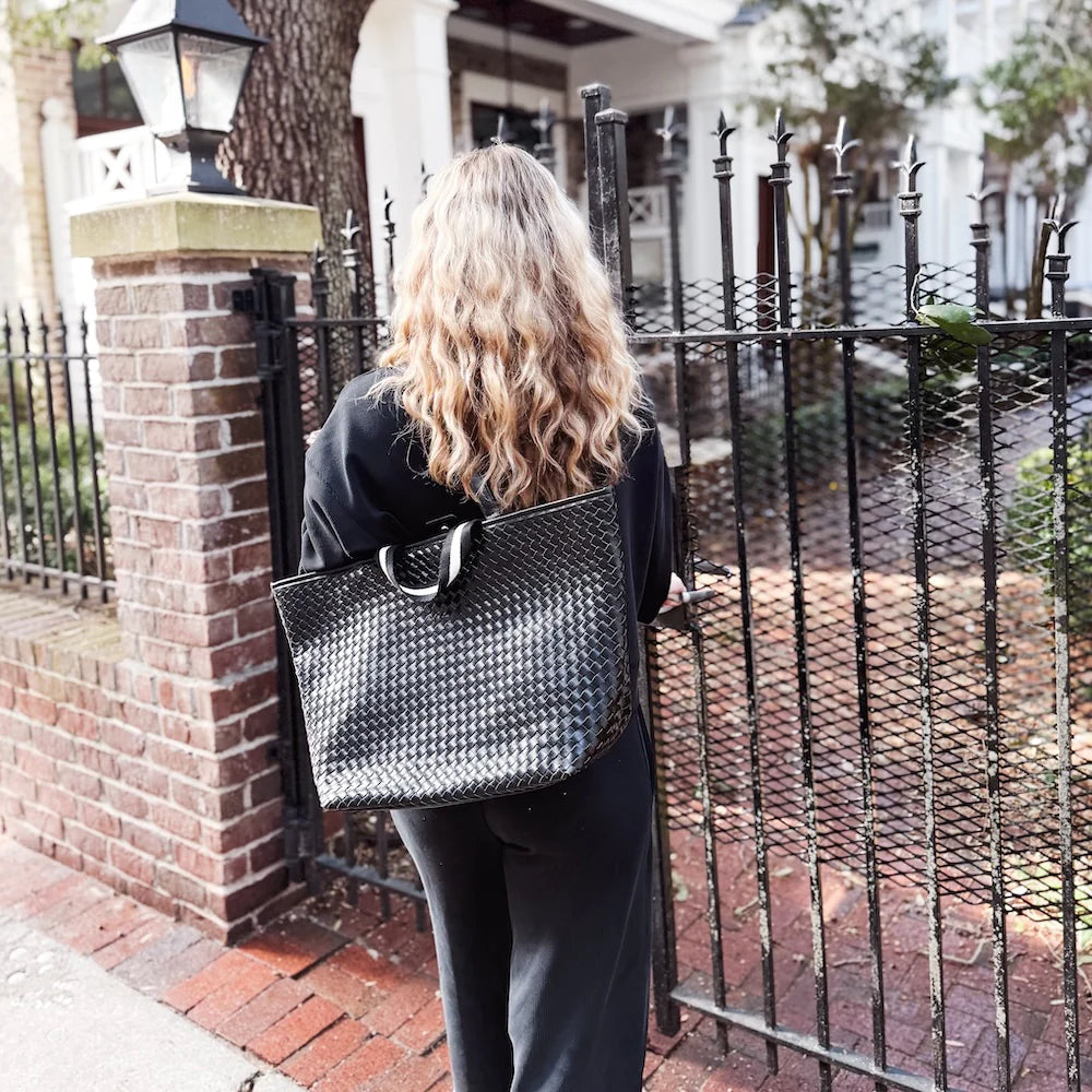 Woven Tiffany Organizer Tote - Brown
