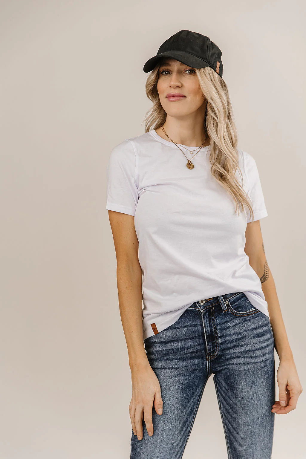 Ampersand Avenue Crew Neck Lulu Tee - White