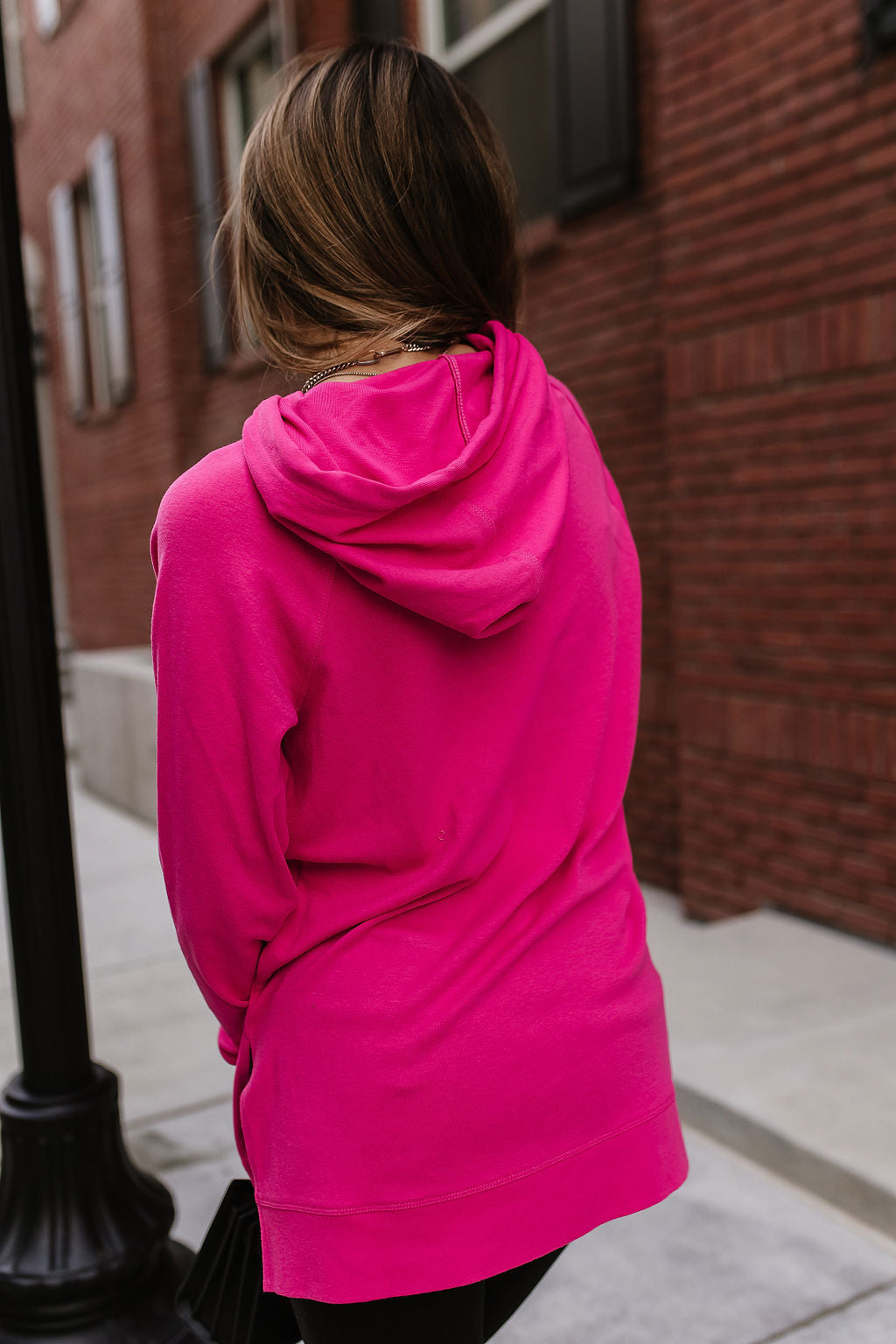Ampersand Avenue SideSlit Hoodie - Hot Pink