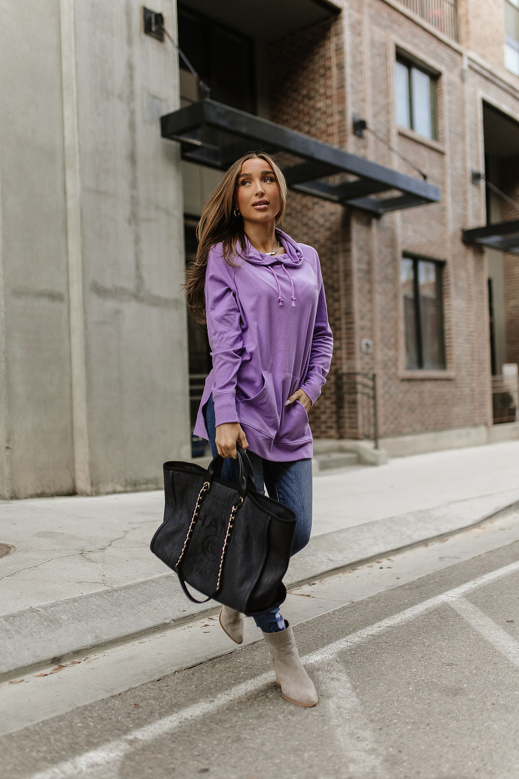 Ampersand Avenue SideSlit Hoodie - Bright Lilac