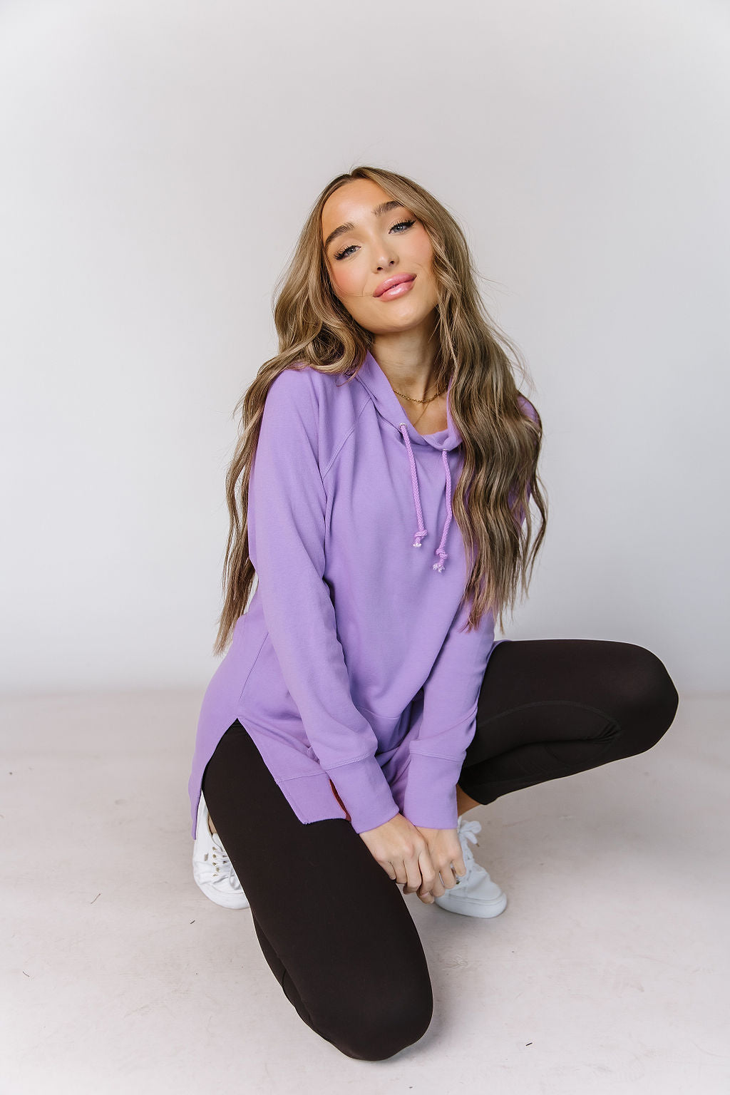 Ampersand Avenue SideSlit Hoodie - Bright Lilac