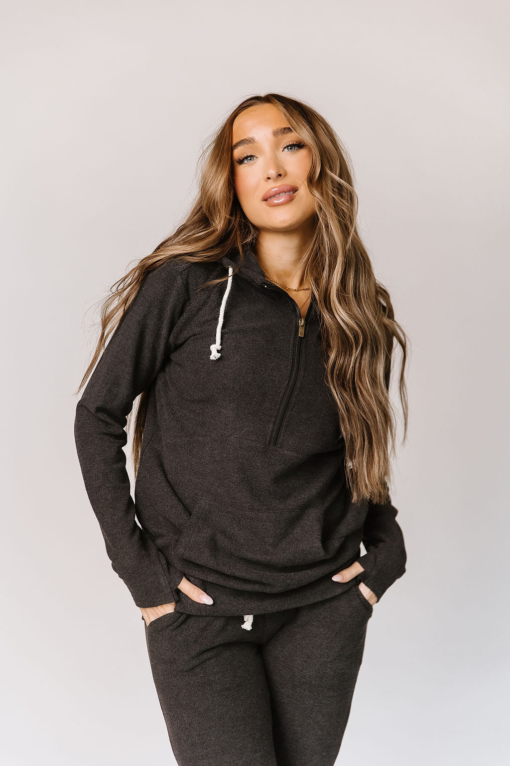 Ampersand Avenue - Halfzip Hoodie Performance Fleece - Stone