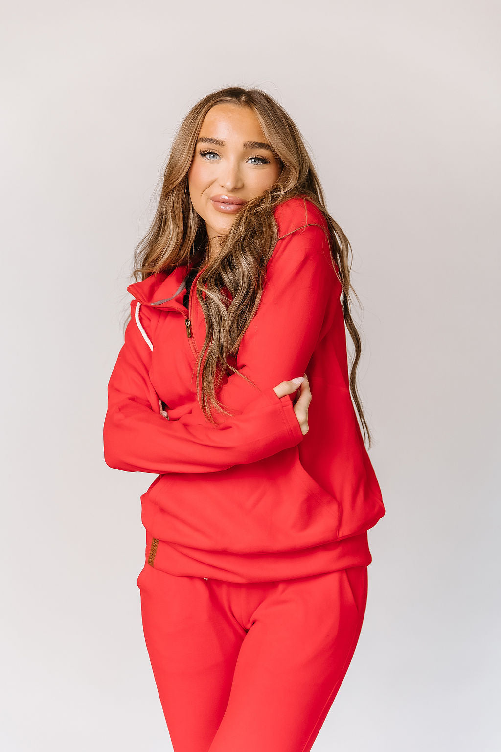 Ampersand Avenue - Halfzip Hoodie Performance Fleece - Candy Apple
