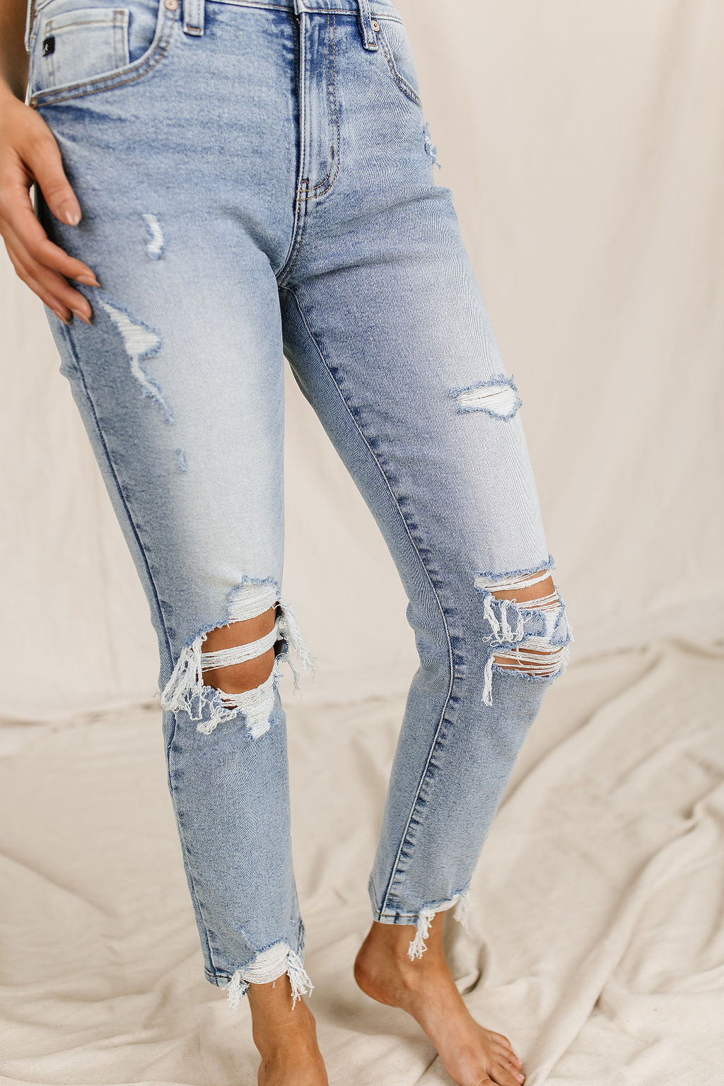 Ampersand Avenue 621 Denim - Destroyed Girlfriend Jeans