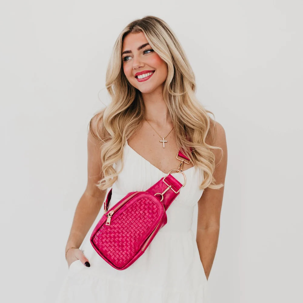 BLACK FRIDAY EXCLUSIVE - Waverly Woven Sling Bag - Fuchsia