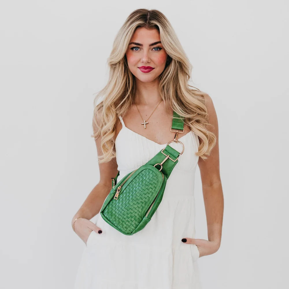 Waverly Woven Sling Bag - Emerald