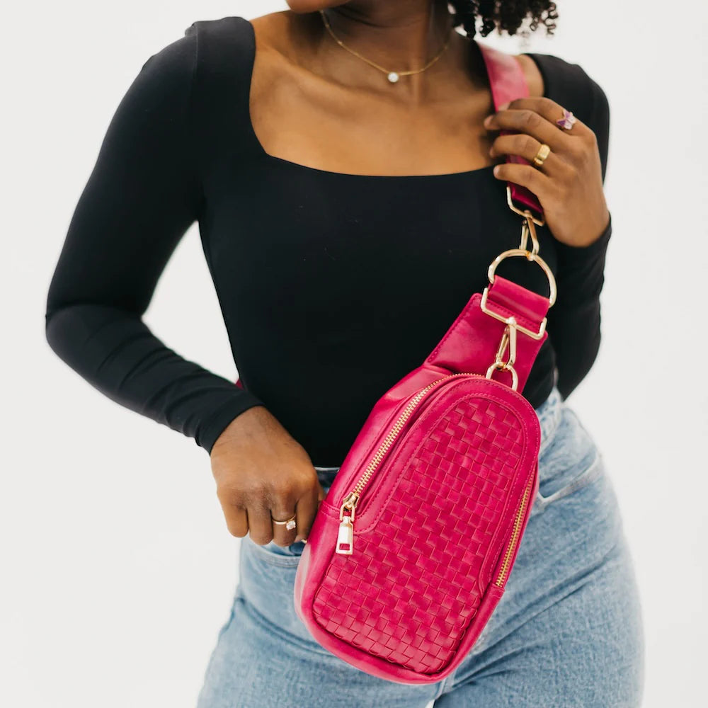 Waverly Woven Sling Bag - Fuchsia