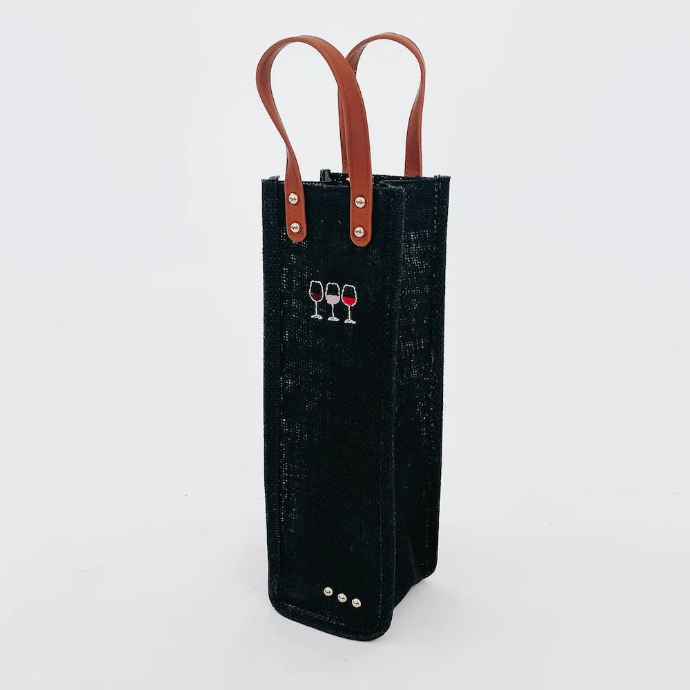 Canvas Reusable Wine Tote - Wine Glasses