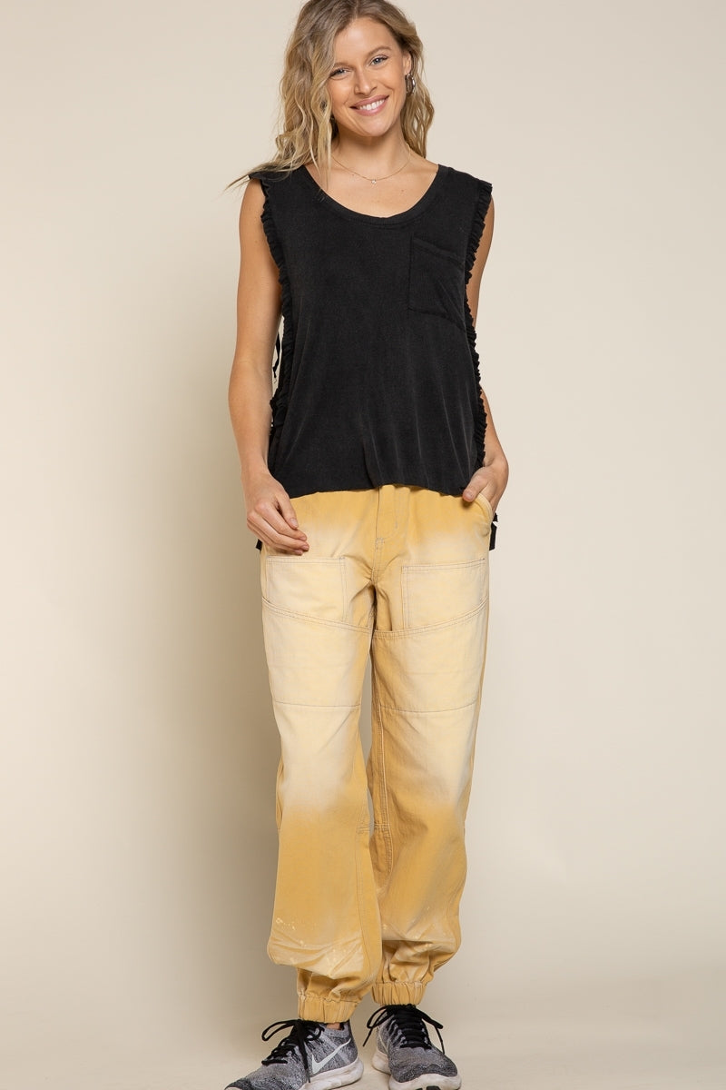 Never Before Lace-Up Back Tank - Black