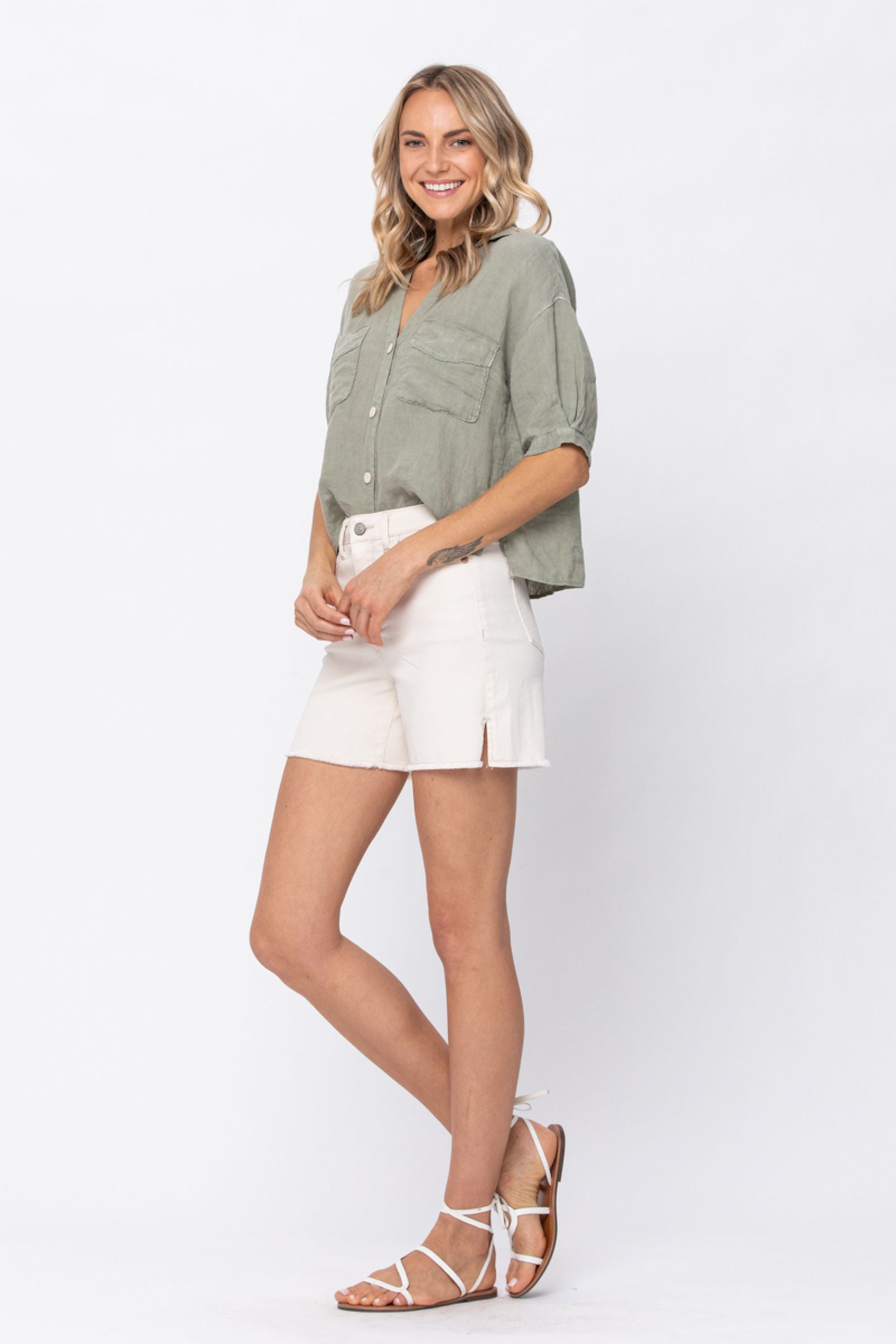 Judy Blue Ecru Cut Off Shorts