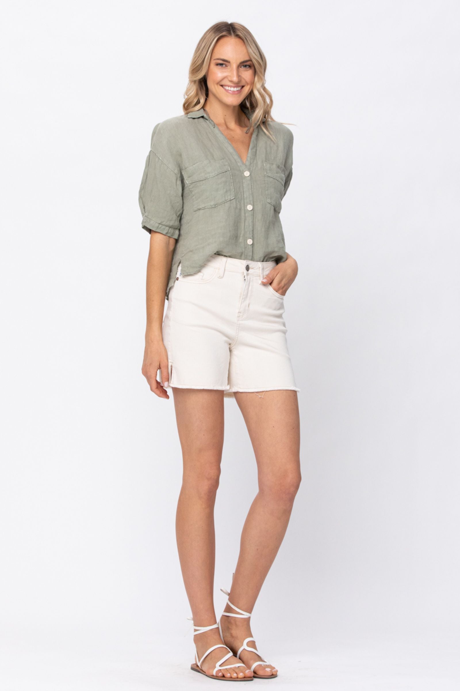 Judy Blue Ecru Cut Off Shorts