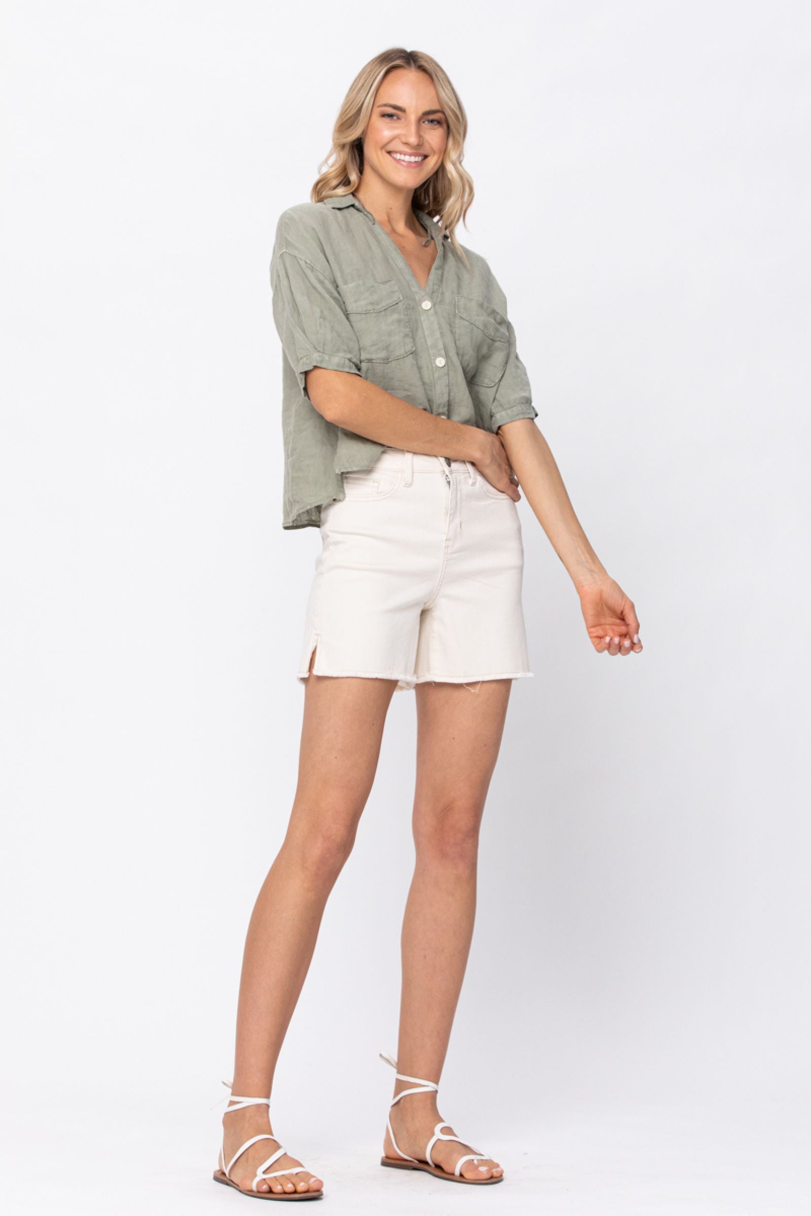 Judy Blue Ecru Cut Off Shorts