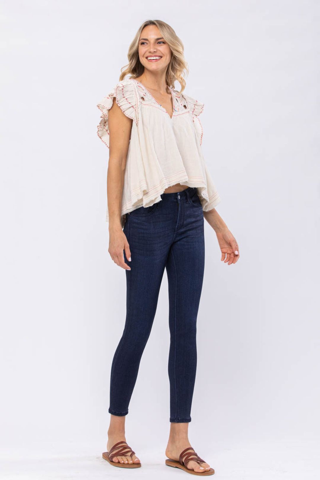 Judy Blue Mid Rise Dark Denim Skinny Jeans