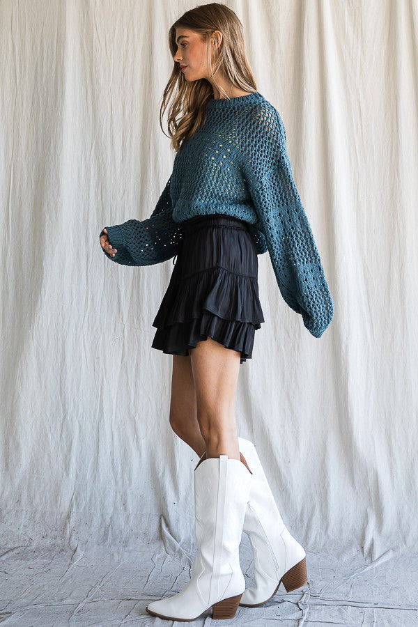 Have High Hopes Tiered Skort - Black