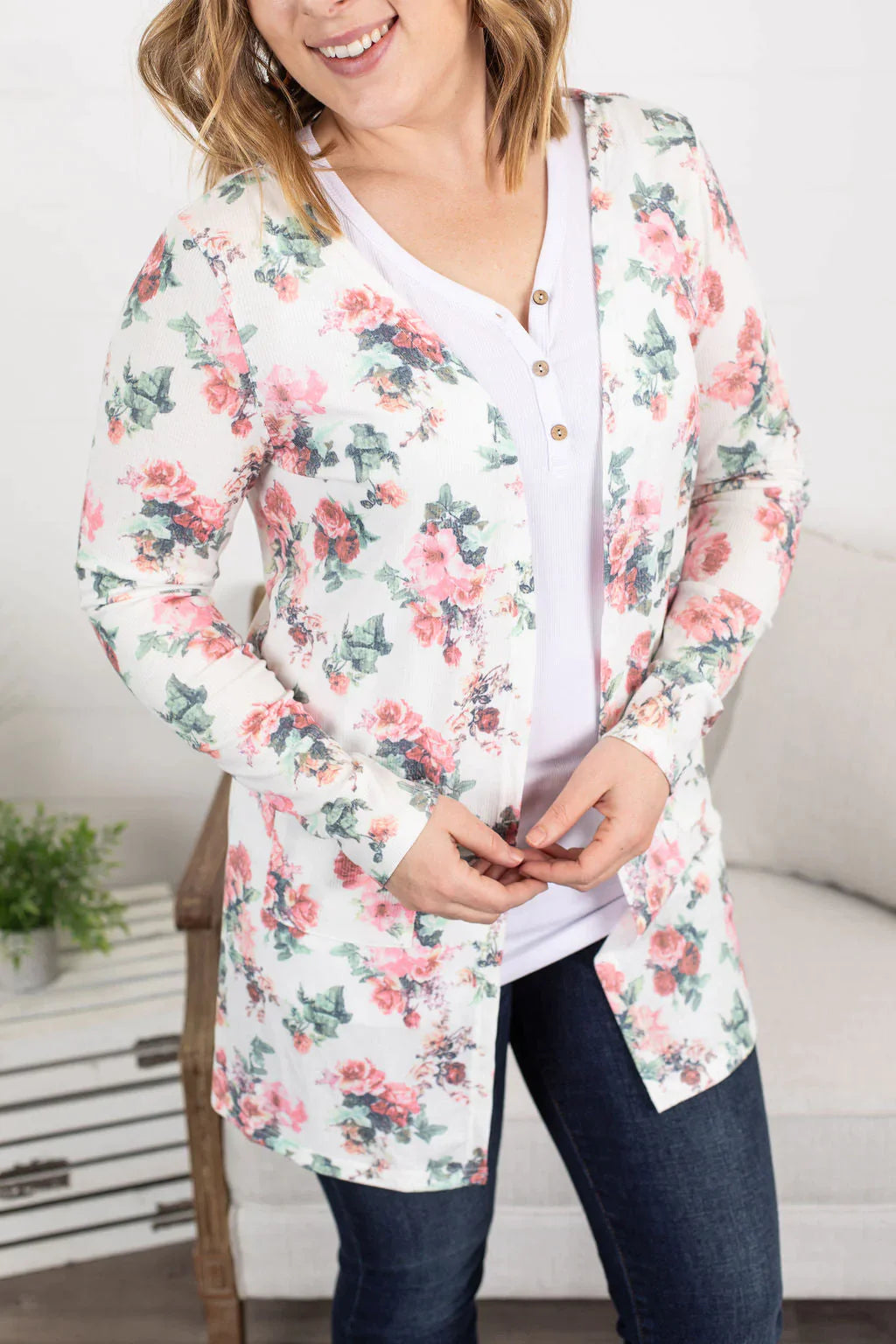 Anytime You Want Floral Cardigan - Ivory