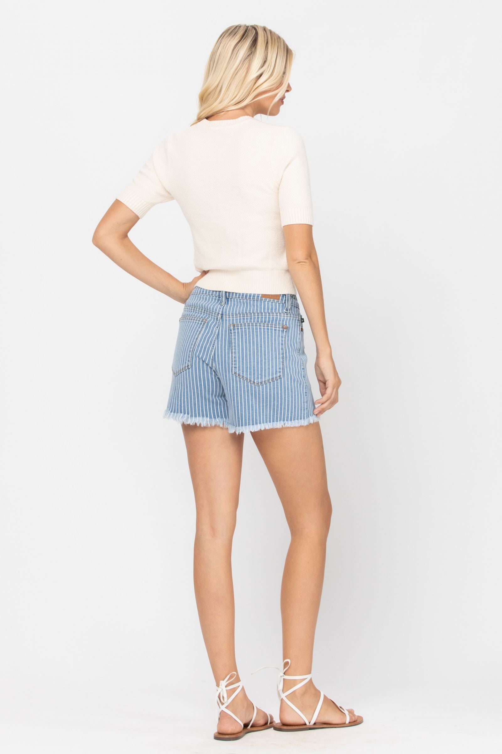 Judy Blue Stripe Cut-Off Shorts