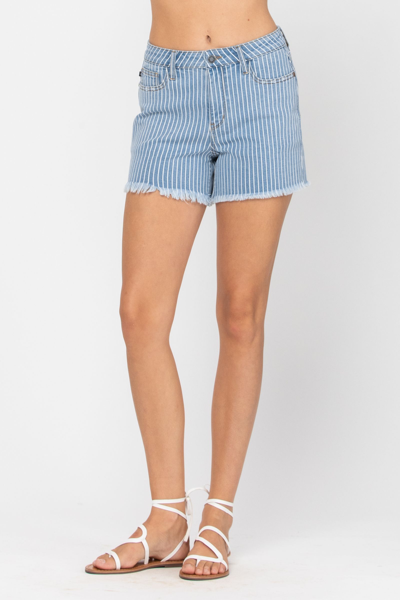 Judy Blue Stripe Cut-Off Shorts