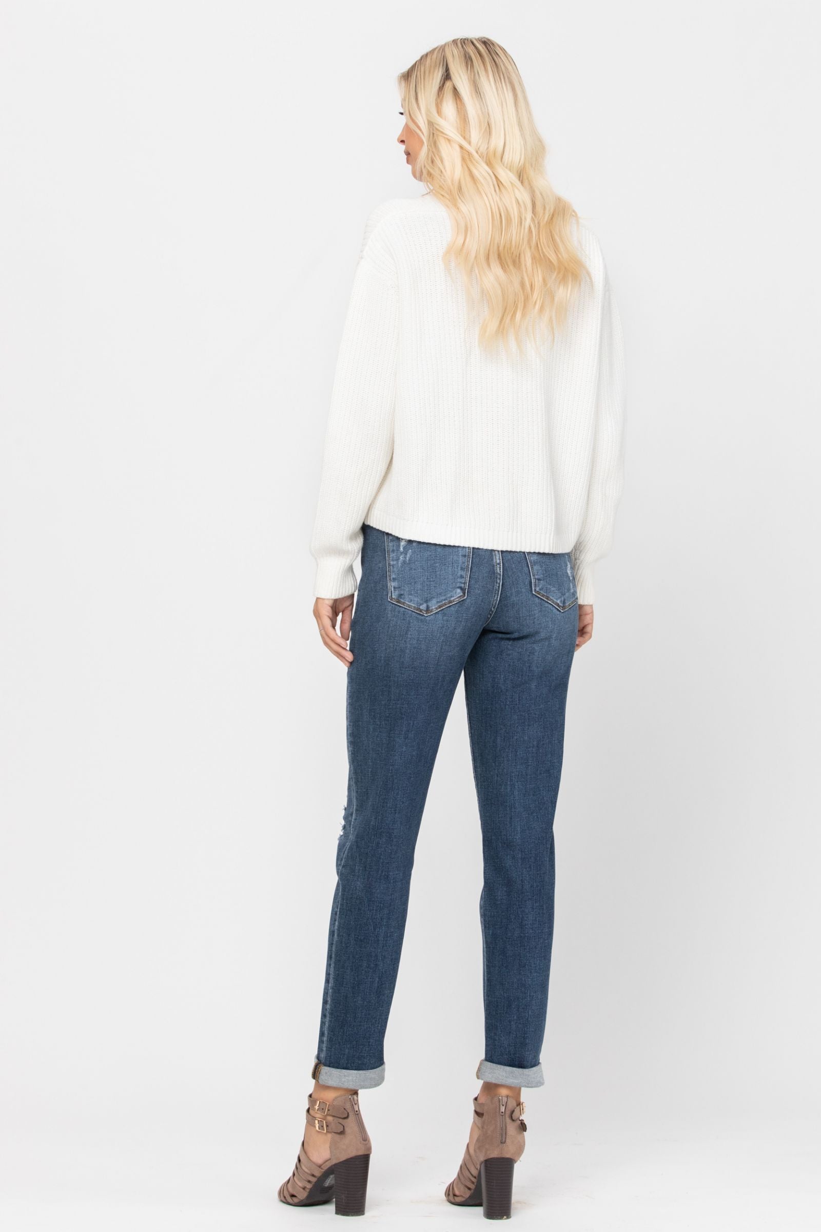 Judy Blue Mid-Rise Destroyed Girlfriend Jeans