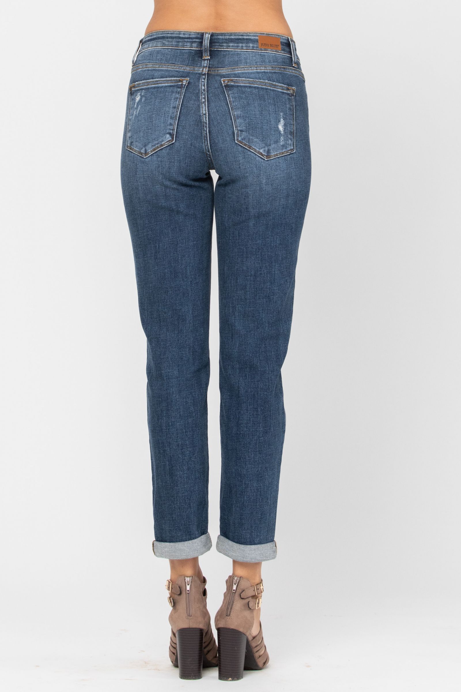 Judy Blue Mid-Rise Destroyed Girlfriend Jeans