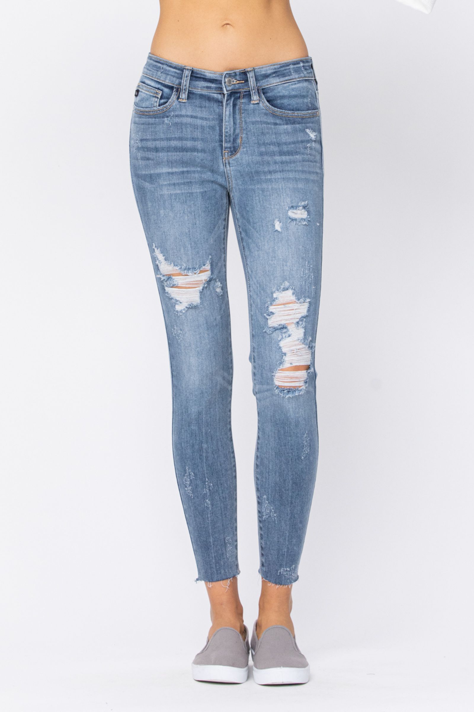 Judy Blue Destroyed Raw Hem Skinny Jeans
