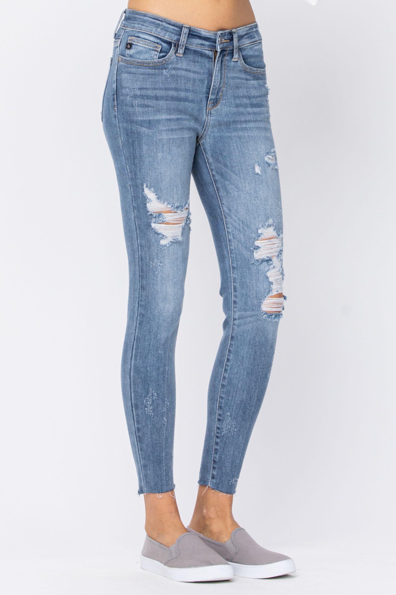 Judy Blue Destroyed Raw Hem Skinny Jeans