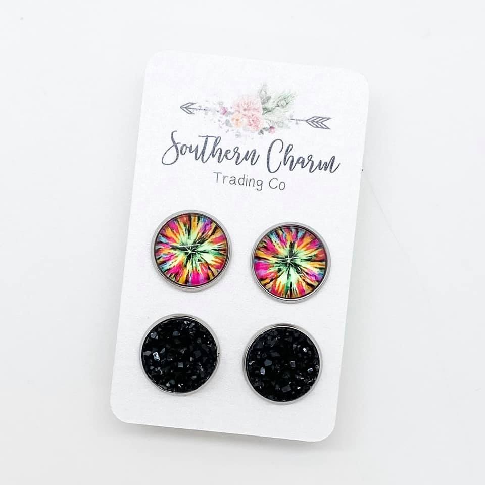 Starburst & Black Duo Stud Earrings