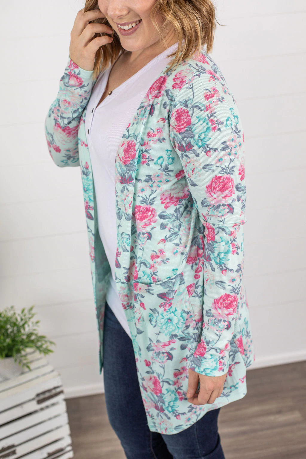 Anytime You Want Floral Cardigan - Mint