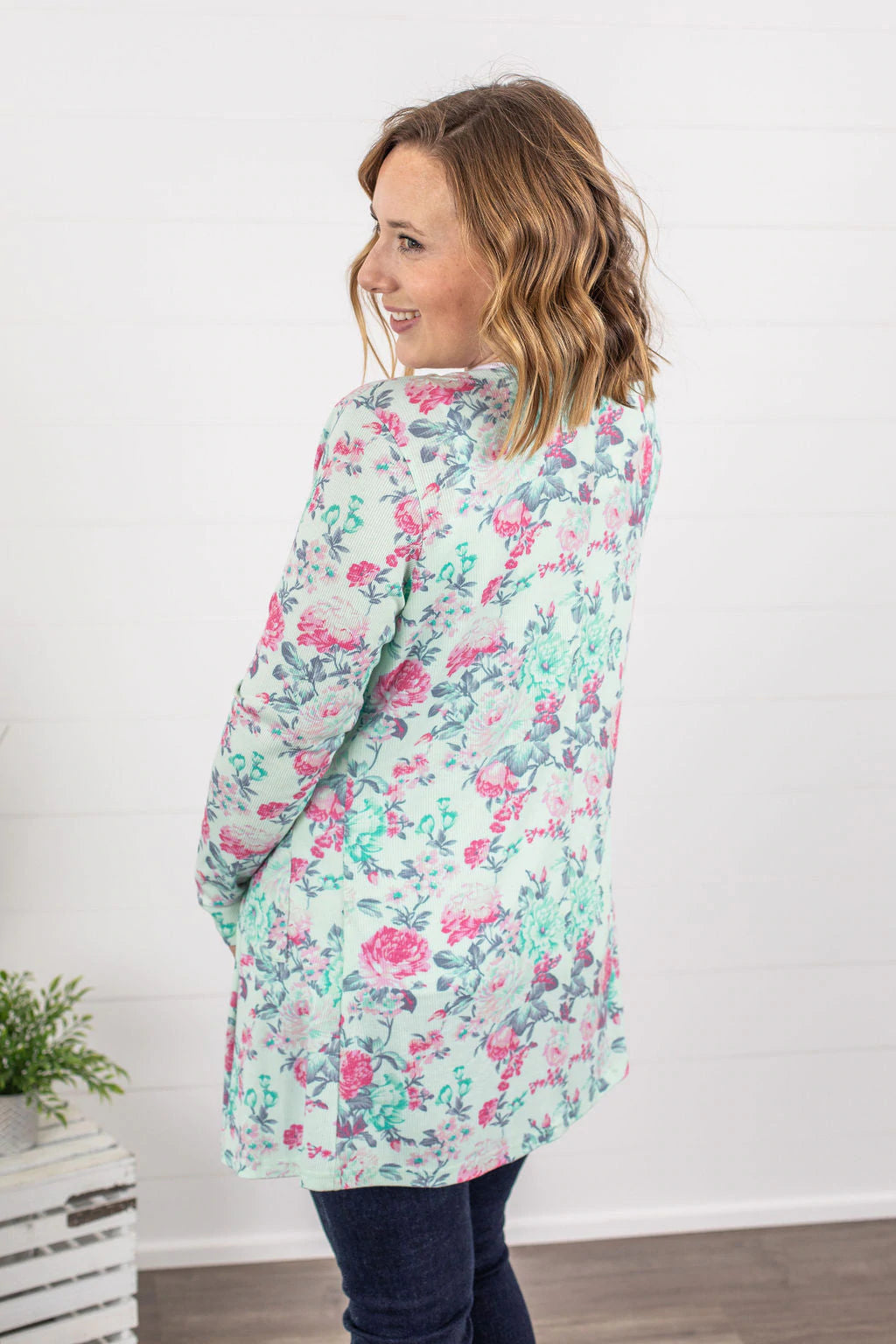 Anytime You Want Floral Cardigan - Mint