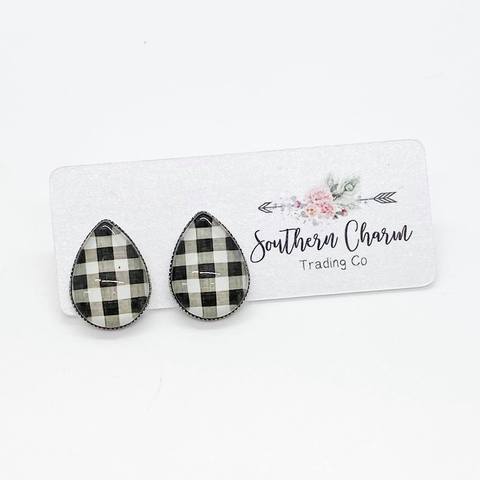 Big as Texas White Buffalo Plaid Teardrop Earrings